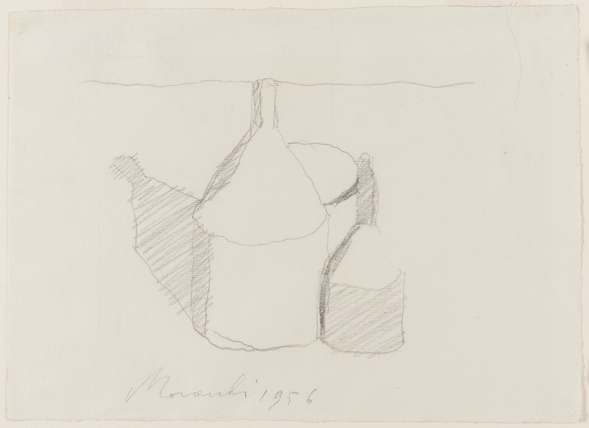 Still Life with Bottles (recto); Sketch of Bottles (verso) (c. 1956 (recto); 1956 (verso)) // Giorgio Morandi Italian, 1890-1964